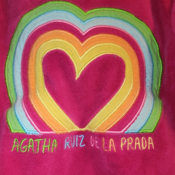 🌈 Agatha Ruiz de la Prada Pink Velour Rainbow Tunic Dress Toddler Girl 18 Month - Picture 3 of 5